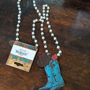 Metal cowboy boots charm necklace